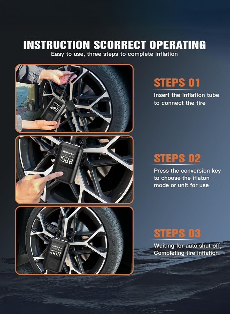 Lydsto مضخة نفخ السيارات 1S مع ضوء LED، قياس ضغط دقيق، شحن نوع-C، مع 5 أوضاع نفخ - Image 5