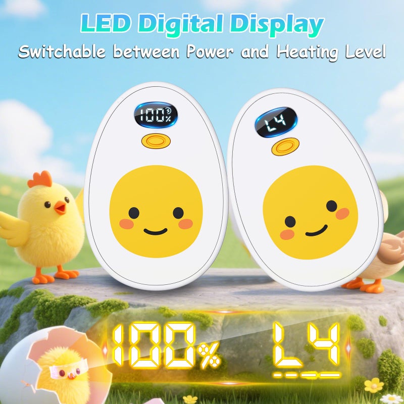 EYERZ Hand Warmers Rechargeable 2 Pack, Egg Electric Hand Warmers with LED Display & 4 Heat Levels, Magnetic Hand Heater for Women, Kids, Men, Raynauds Essentials, Gifts for Christmas, Birthday, Valentine - Image 5