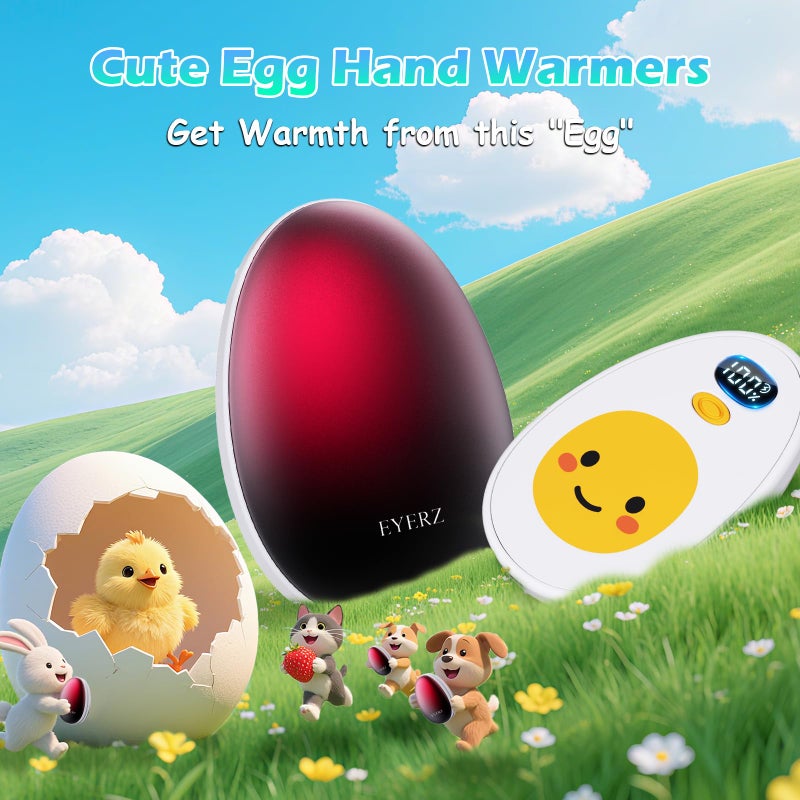 EYERZ Hand Warmers Rechargeable 2 Pack, Egg Electric Hand Warmers with LED Display & 4 Heat Levels, Magnetic Hand Heater for Women, Kids, Men, Raynauds Essentials, Gifts for Christmas, Birthday, Valentine - Image 3