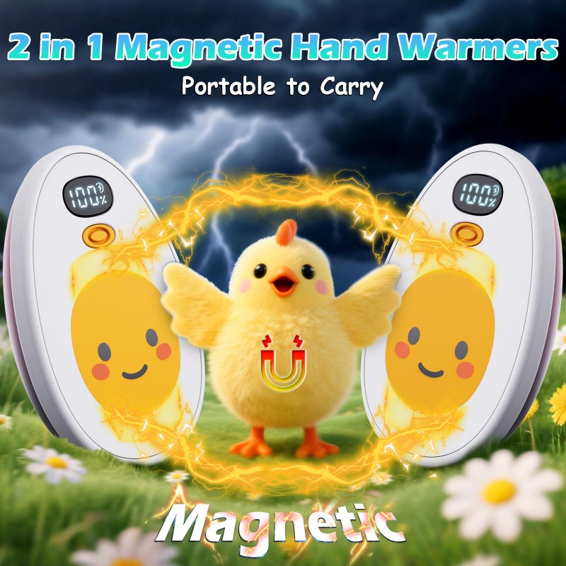 EYERZ Hand Warmers Rechargeable 2 Pack, Egg Electric Hand Warmers with LED Display & 4 Heat Levels, Magnetic Hand Heater for Women, Kids, Men, Raynauds Essentials, Gifts for Christmas, Birthday, Valentine - Image 4