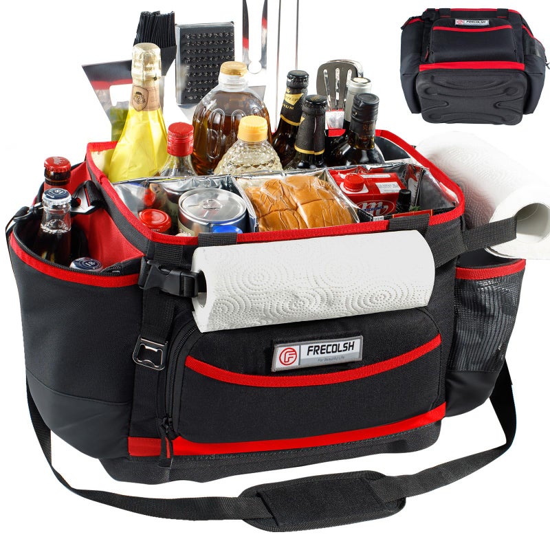 FRECOLSH Large BBQ Organizer with Molded Hard Base Compatible with Blackstone Outdoor Utensil Bag for Camping Picnic Tailgating Portable Cooking Accessories Tote Gift for Men - Image 2