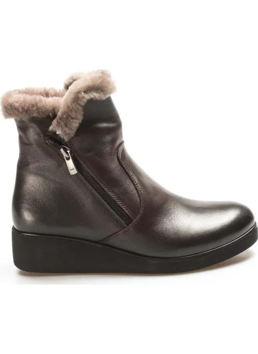 Fast Step Genuine Leather & Shearling Women's Thick Sole Boots 863KZA2053