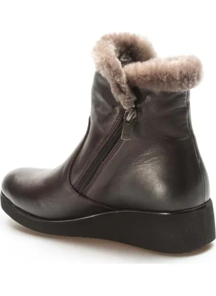 Fast Step Genuine Leather & Shearling Women's Thick Sole Boots 863KZA2053