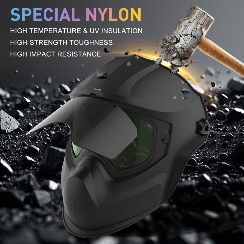 Shine STAWAR 9# Grinding Face Shield, Lightweight Cutting Face Shield with Anti-Fog & Scratch Resistance Lens Face Shield Mask for Grinding, Cutting, Woodworking (DIN 1, Black) (DIN 2&DIN 8, Black) - Image 5