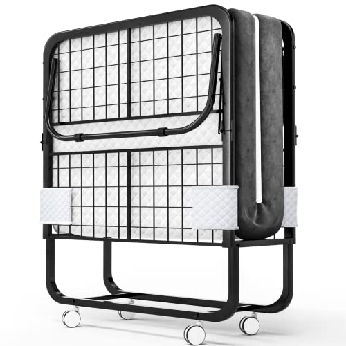 EconoHome سرير إيكونو هوم القابل للطي مع مرتبة 75x31 حجم سرير الأطفال إطار محمول سرير ضيف قابل للطي مع مرتبة من رغوة الذاكرة بسمك 5 بوصات تصميم قابل للطي موفر للمساحة لسهولة التخزين 31 بوصة