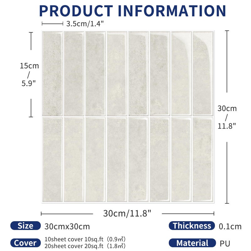 MORCART Upgraded Peel and Stick Backsplash, 10 Sheets of 11.8"x11.8" - 3D Adhesive Waterproof Wall Tiles for Kitchen Countertop, Bathroom, Subway Tiles, Gray-Apricot - Image 4