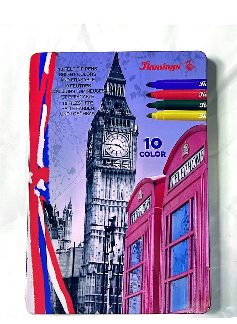Flamingo 10-Pieces Felt Tip Pens Mix Colors