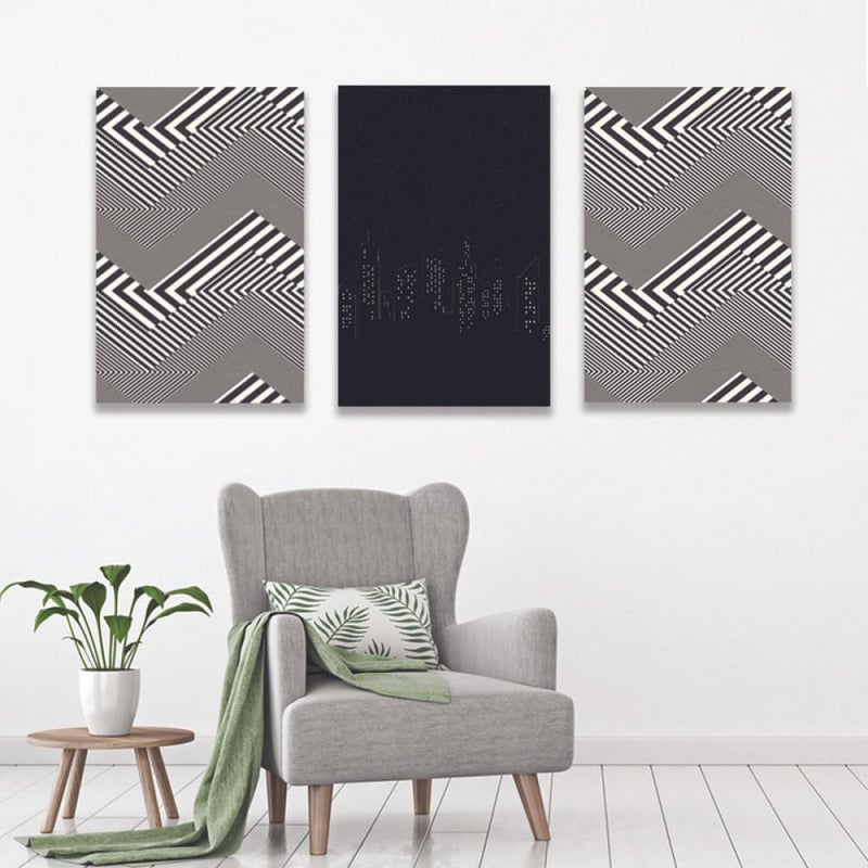 ماركتنا ثلاث لوحات قماشية بتصميم مودرن مع برواز مجوف مقاس (120×60) ثلاث قطع - Image 1