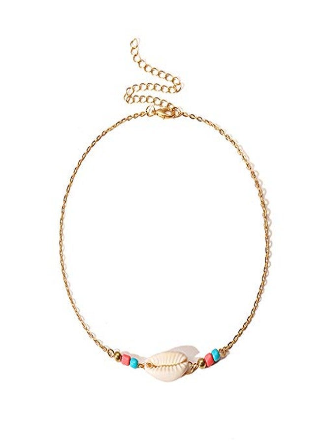 fabula by OOMPH Jewellery Gold Tone Sea Shell Bead Bohemian Fashion Choker Necklace for Women & Girls (NOIS2R4) - Image 1