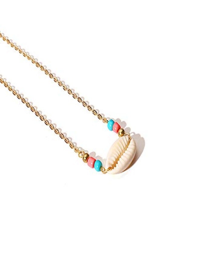fabula by OOMPH Jewellery Gold Tone Sea Shell Bead Bohemian Fashion Choker Necklace for Women & Girls (NOIS2R4) - Image 3
