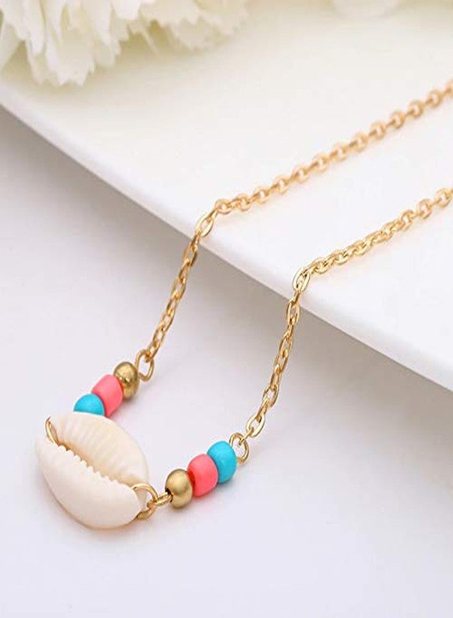 fabula by OOMPH Jewellery Gold Tone Sea Shell Bead Bohemian Fashion Choker Necklace for Women & Girls (NOIS2R4) - Image 2