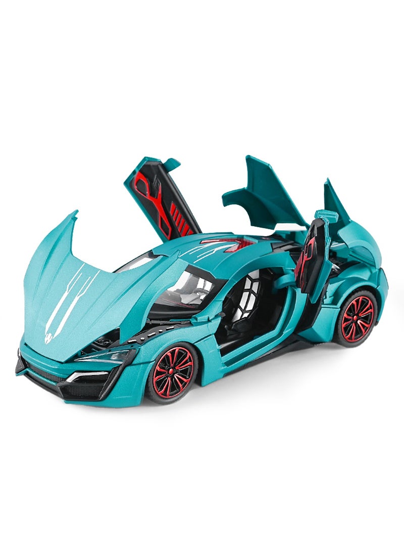 1:24 Die-Cast Model Car with Sound, Lights & Spray – Pullback Power Sports Car Toy with Scissor Doors, Engine Details, Suspension, and Spray Function – for Kids and Collectors - Image 1