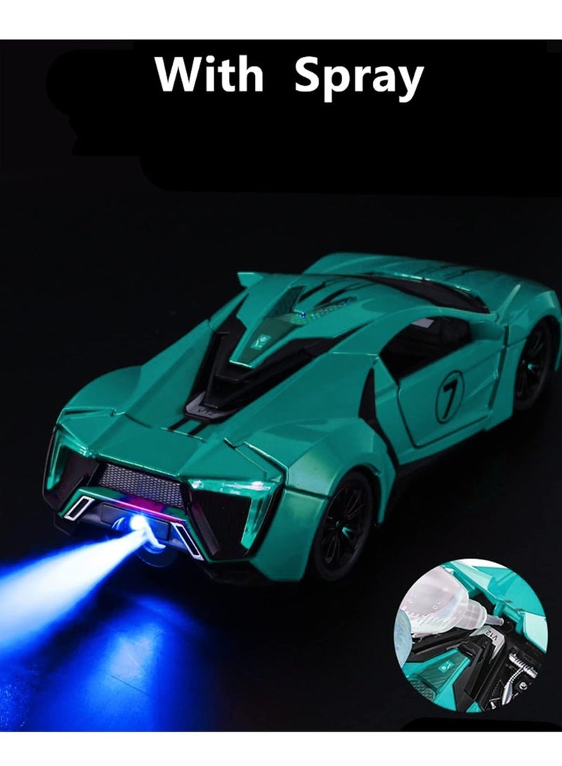 1:24 Die-Cast Model Car with Sound, Lights & Spray – Pullback Power Sports Car Toy with Scissor Doors, Engine Details, Suspension, and Spray Function – for Kids and Collectors - Image 5