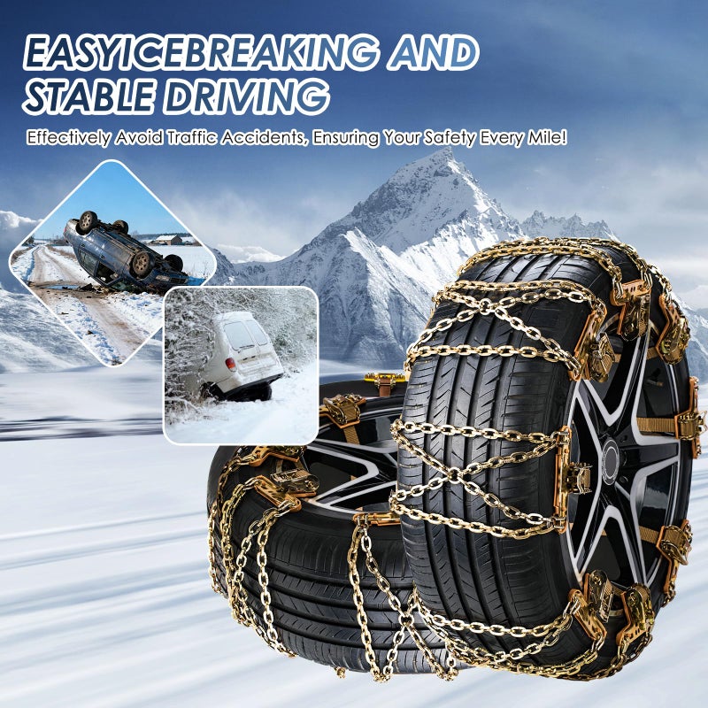 Qoosea Tire Chains Snow Chains for Car & SUV Cross - Link Heavy - Duty 6Pcs Universal Anti-Slip Chains for Tires Durable Snow Tire Chains Tire Cables - Image 5