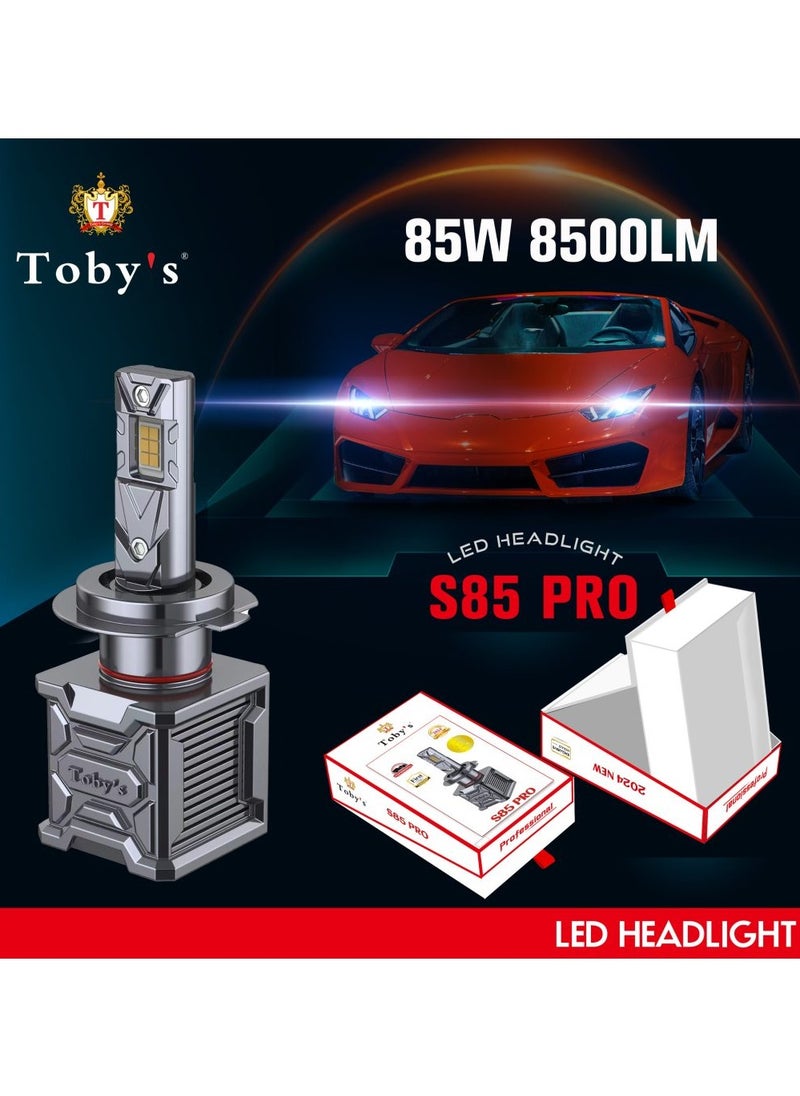Toby's - Toby’s New S85 PRO 2024 Upgraded H4/9003/ HB2 170W Tested LED Headlight Bulbs17000LM/pair Super Bright Headlights Conversion Kit 6500K Xenon White Halogen Replacement with Fan Pack of 2 - Image 1