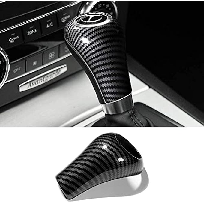 rayihni ELECDON Carbon Fiber Car Gear Shift Knob Cover Sticker Interior Trim for Mercedes Benz W204 W212 A G E C Class CLS Accessories 1 Piece Black - Image 2