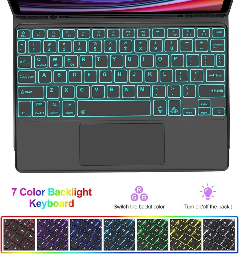 typecase Keyboard case for iPad Air 11 (M4/M3/M2, 2026/2025/2024), Air 5th/4th & Pro 11(4th/3rd/2nd/1st) with Trackpad & 7-Colors Backlit, Magnetic Detachable Wireless Bluetooth, Pen Holder-Black'26 - Image 4