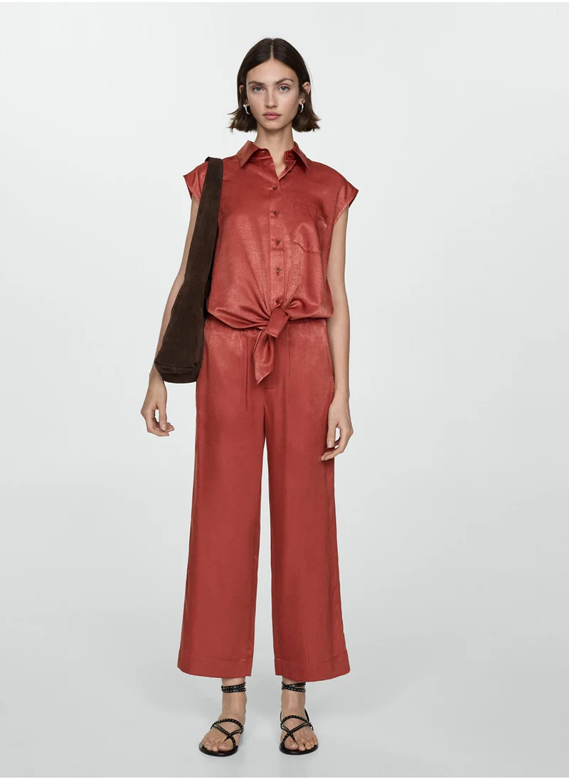 MANGO Satin Crop Trousers