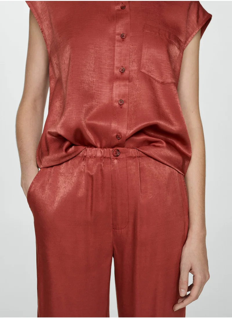 MANGO Satin Crop Trousers