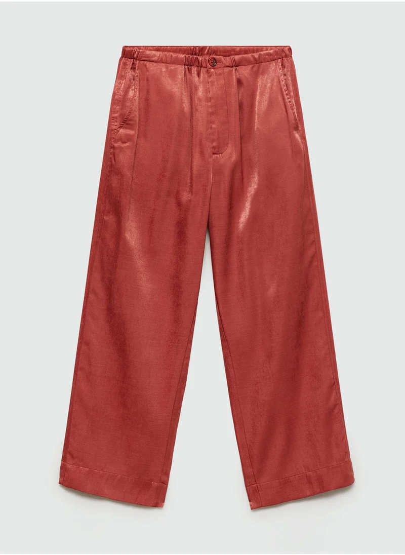 MANGO Satin Crop Trousers