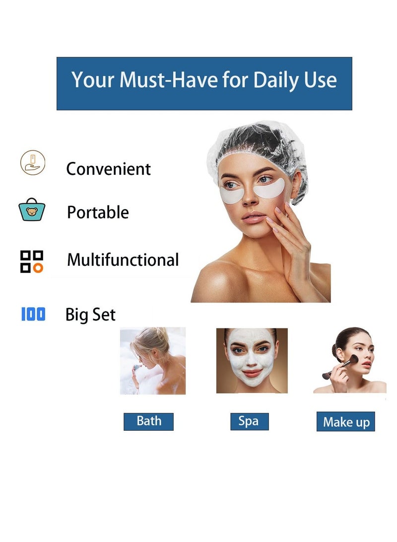 Disposable Shower Caps -100 pcs Waterproof Plastic Shower Caps, Women's Disposable Plastic Clear Shower Caps, Suitable for Hair Care, Spa Salons, Travel, Portable Multi-Purpose Plastic Hair Caps - Image 5