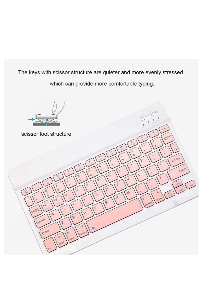 Rechargeable Bluetooth Keyboard and Mouse Combo Ultra-Slim Portable Compact Wireless Mouse Keyboard Set for Android Windows Tablet Cell Phone iPhone iPad Pro Air Mini, iPad OS/iOS 13 and Above (Pink) - Image 2