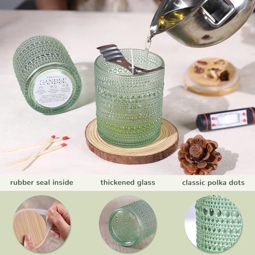 DARJEN 12 Pack Green Candle Jars for Making Candles- 8 OZ Empty Glass Candle Making Jars with Bamboo Lids and Labels, Candle Containers Candle Making Jars for DIY Gifts - Image 3