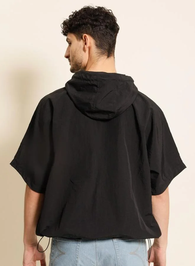 ستايلي Men Black Striped Hooded T-Shirt By Bene Kleed
