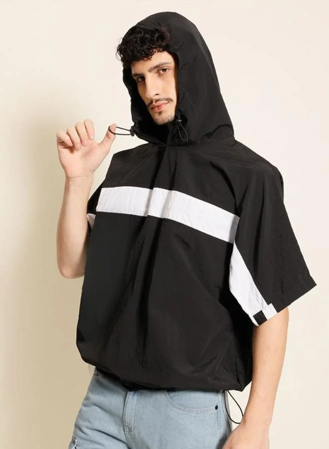 ستايلي Men Black Striped Hooded T-Shirt By Bene Kleed
