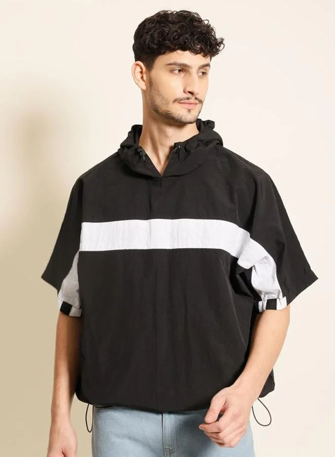 ستايلي Men Black Striped Hooded T-Shirt By Bene Kleed