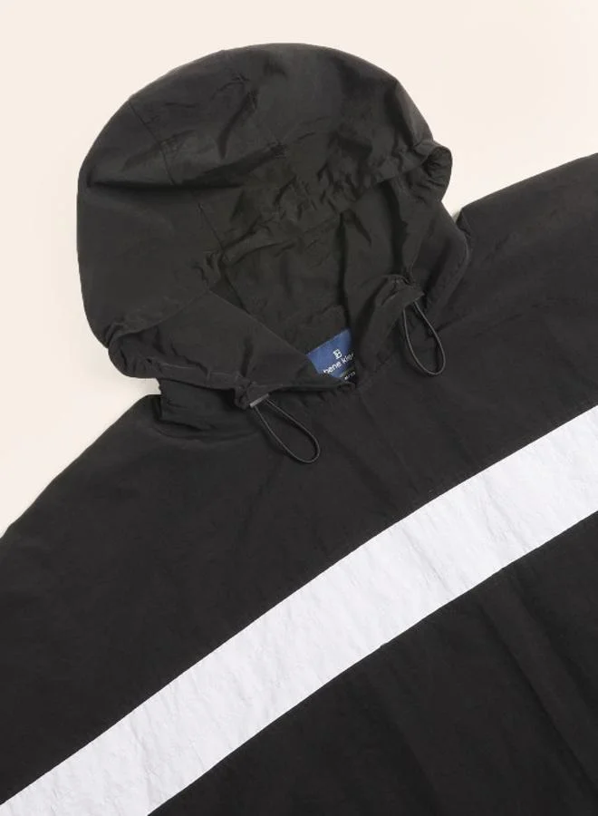 ستايلي Men Black Striped Hooded T-Shirt By Bene Kleed
