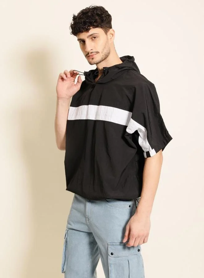 ستايلي Men Black Striped Hooded T-Shirt By Bene Kleed