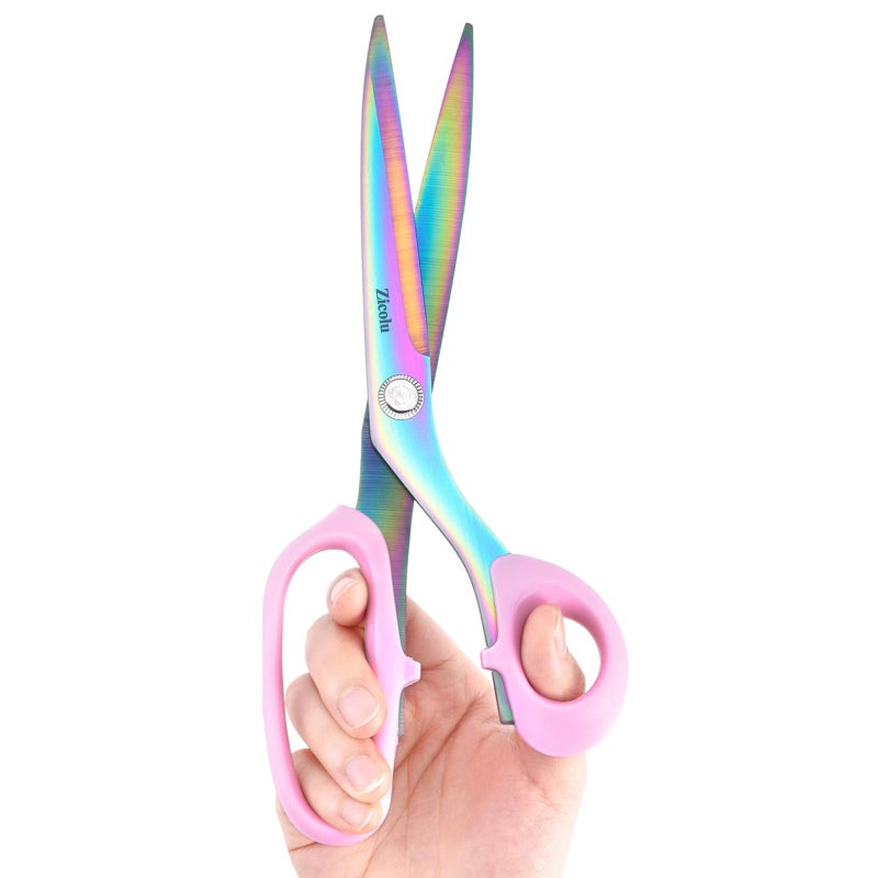 Zicolu Fabric Scissors, 9" Titanium Coating Sewing Scissors, All Purpose Sharp Heavy Duty Fabric Scissors for Cutting Clothes Leather Classic Stainless Steel Professional Fabric Shears for Tailor Home, Pink - Image 1