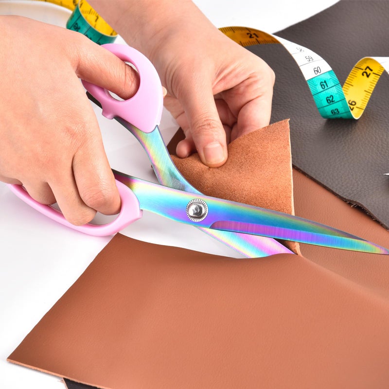 Zicolu Fabric Scissors, 9" Titanium Coating Sewing Scissors, All Purpose Sharp Heavy Duty Fabric Scissors for Cutting Clothes Leather Classic Stainless Steel Professional Fabric Shears for Tailor Home, Pink - Image 5