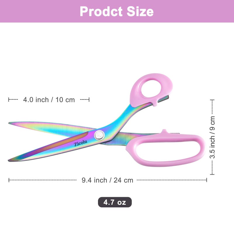 Zicolu Fabric Scissors, 9" Titanium Coating Sewing Scissors, All Purpose Sharp Heavy Duty Fabric Scissors for Cutting Clothes Leather Classic Stainless Steel Professional Fabric Shears for Tailor Home, Pink - Image 4
