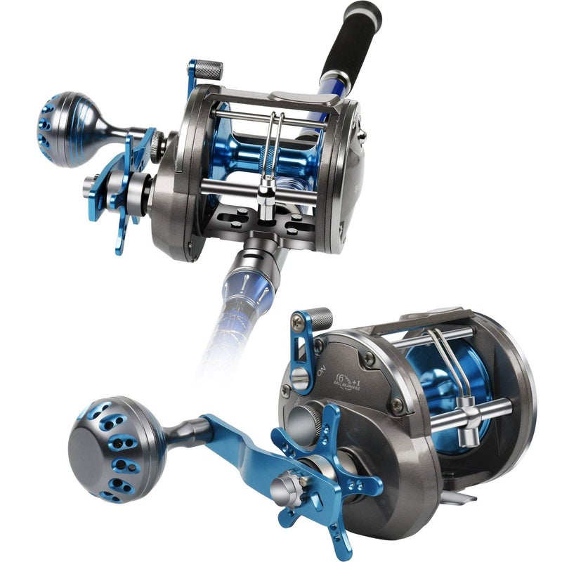 Burning Shark Trolling Reel Saltwater Level Wind Reels, Drag Reels Boat Fishing Ocean Fishing for Sea Bass Grouper Salmon-SHA40 - Image 5