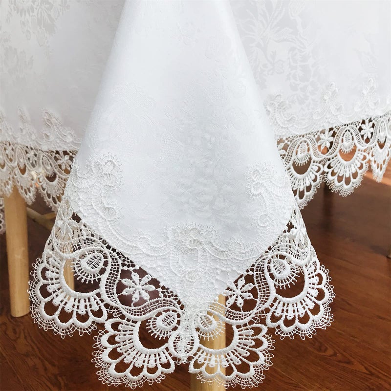Breksdat Round TableCloth أبيض الدانتيل 70 لزفاف طاولات تناول الطعام حفلات العطلة قابلة للغسل ديكور الزهرة - Image 2
