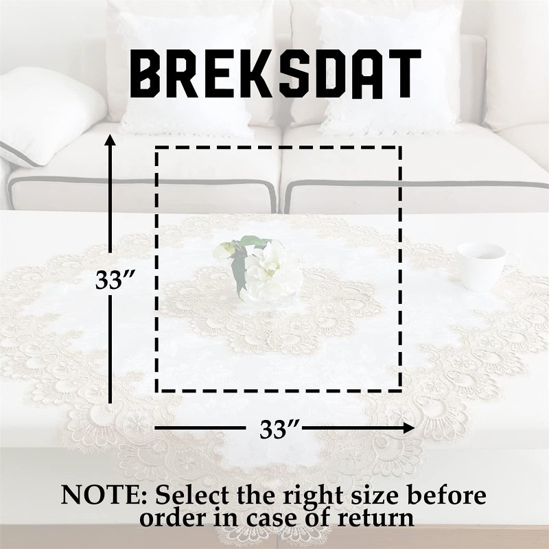 Breksdat Round TableCloth أبيض الدانتيل 70 لزفاف طاولات تناول الطعام حفلات العطلة قابلة للغسل ديكور الزهرة - Image 5