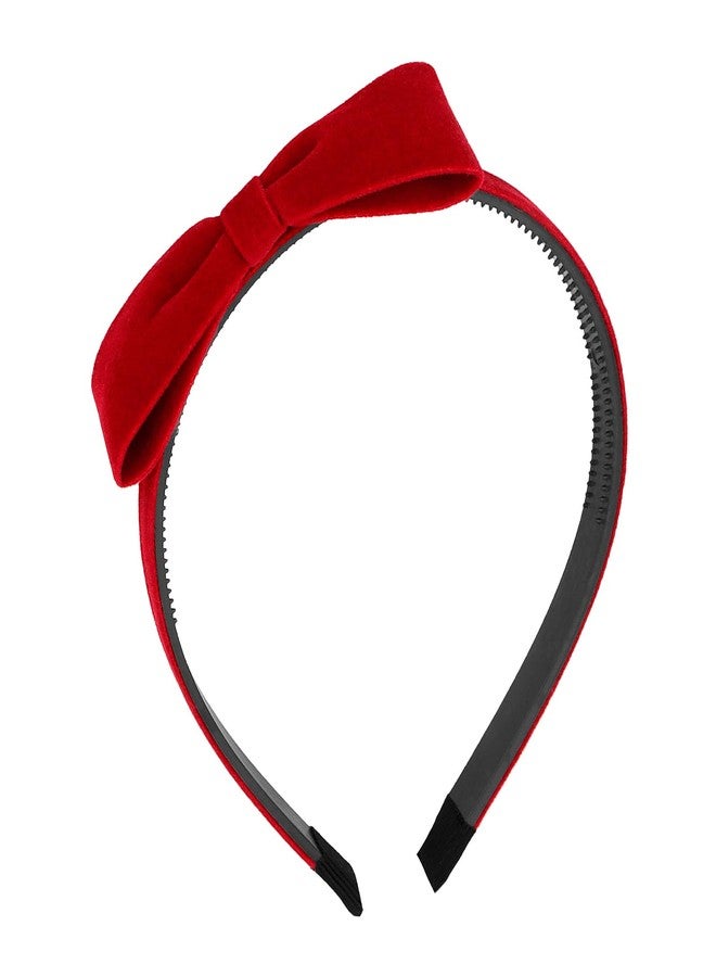 YARIEW Red Hair Bow Headbands for Women, Red Headband with Small Bow, Soft Velvet Bows Headband, Hair Accessories for Birthday Party and Cosplay Costume - Image 1