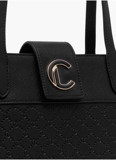 Le Confort Women's Monogram Embossed Tote Bag with Double Handle and Zip Closure  - Image 4
