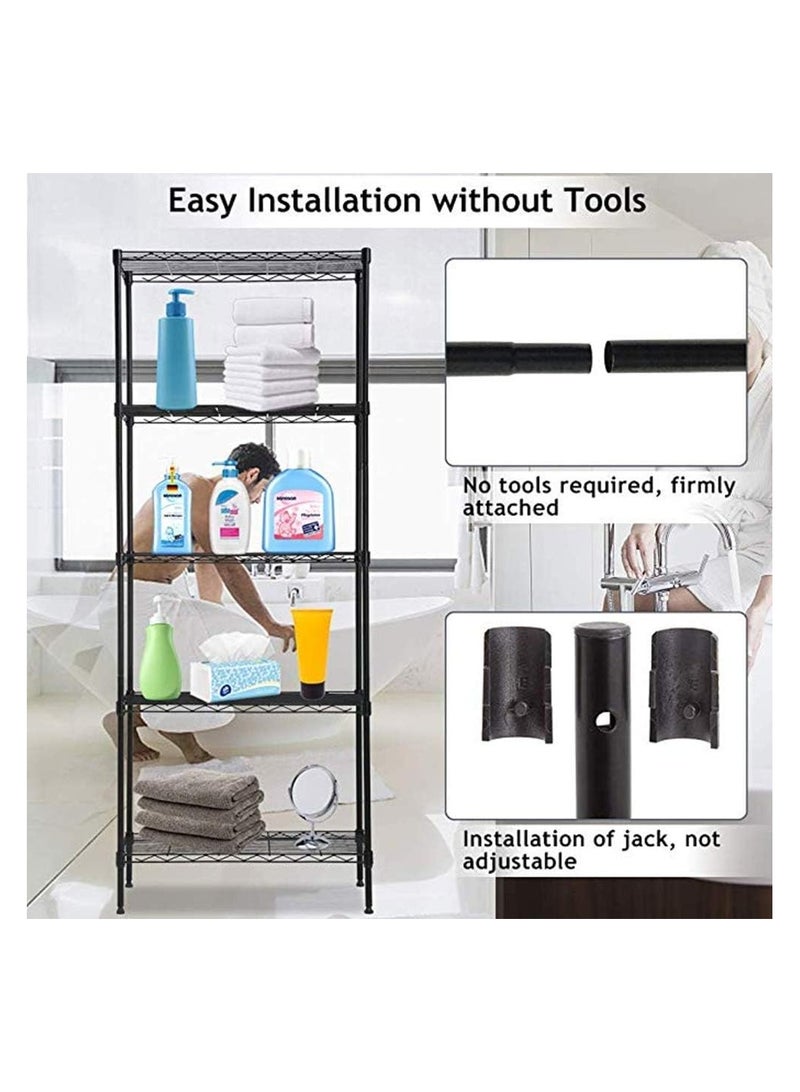 BLOOMING TIME 5-Tier Wire Shelving bathroom storage 5 Shelves Unit Metal kitchen Storage Rack(Black) (5-Tier) - Image 3