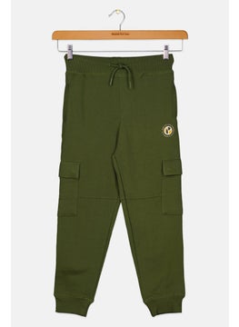 Kids Boy Regular Fit Solid Jogger Pant, Olive
