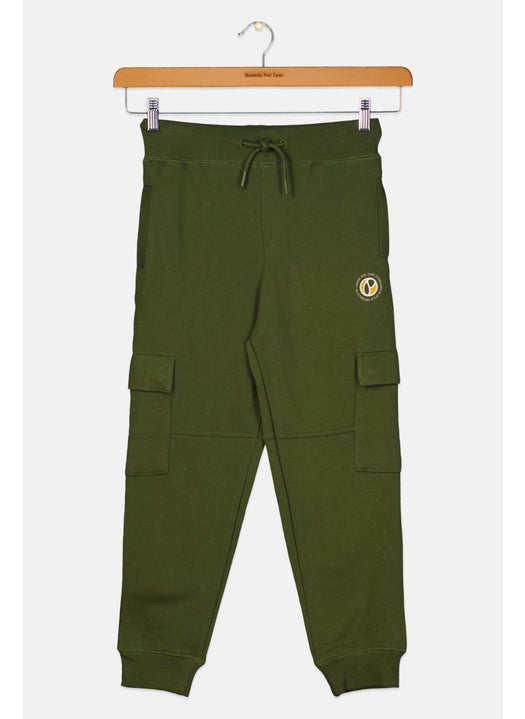 Kids Boy Regular Fit Solid Jogger Pant, Olive