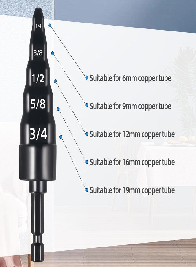 Paddsun Swedge Tool HVAC: 5 in 1 HVAC Repair Tool with Hex Shank,Air Conditioner Copper Pipe Expander Swaging Drill Set Copper Tubing Tool with 1/4" 3/8" 1/2" 5/8" 3/4" 7/8" Bits - Image 2