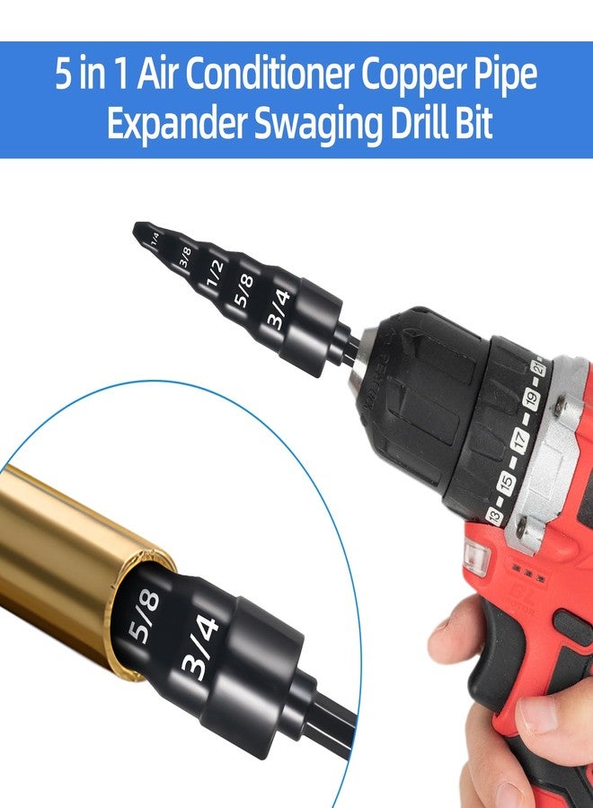 Paddsun Swedge Tool HVAC: 5 in 1 HVAC Repair Tool with Hex Shank,Air Conditioner Copper Pipe Expander Swaging Drill Set Copper Tubing Tool with 1/4" 3/8" 1/2" 5/8" 3/4" 7/8" Bits - Image 3