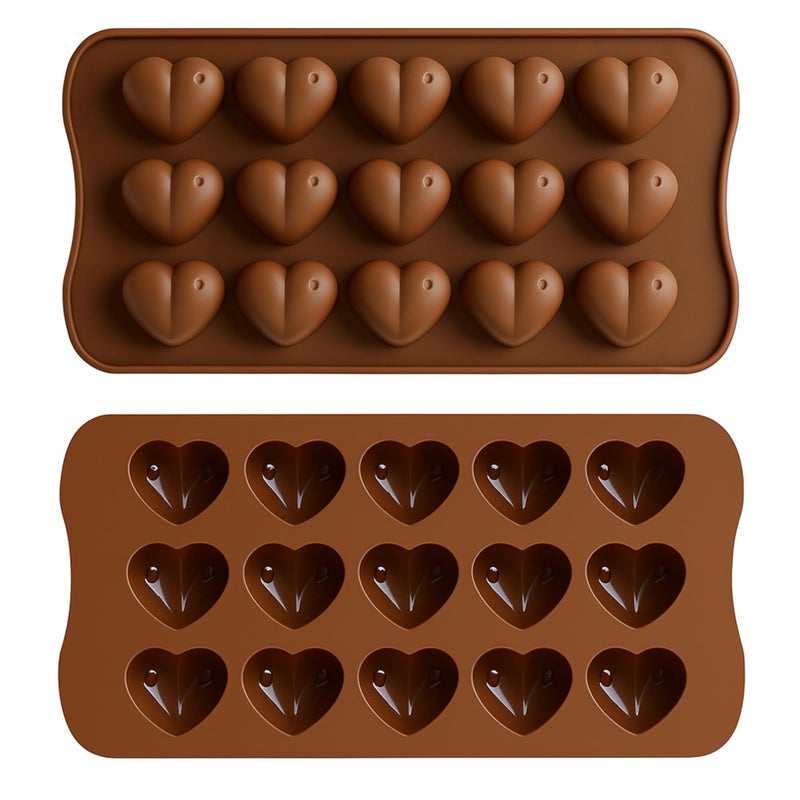 Onlineforu Ltd Heart Silicone Mould  NonStick Reusable Silicone Mould for Chocolate Jelly Candy  Wax Melts  Valentine Day  15 Heart Moulds for Homemade Sweets