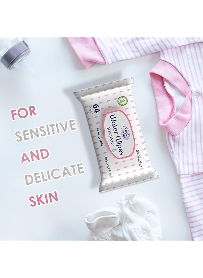 Cool & Cool Baby Water Content Wipes 64'S (Pack Of 3) 99% Water Ultra Sensitive Fragrance Free 192 Wipes - Image 4