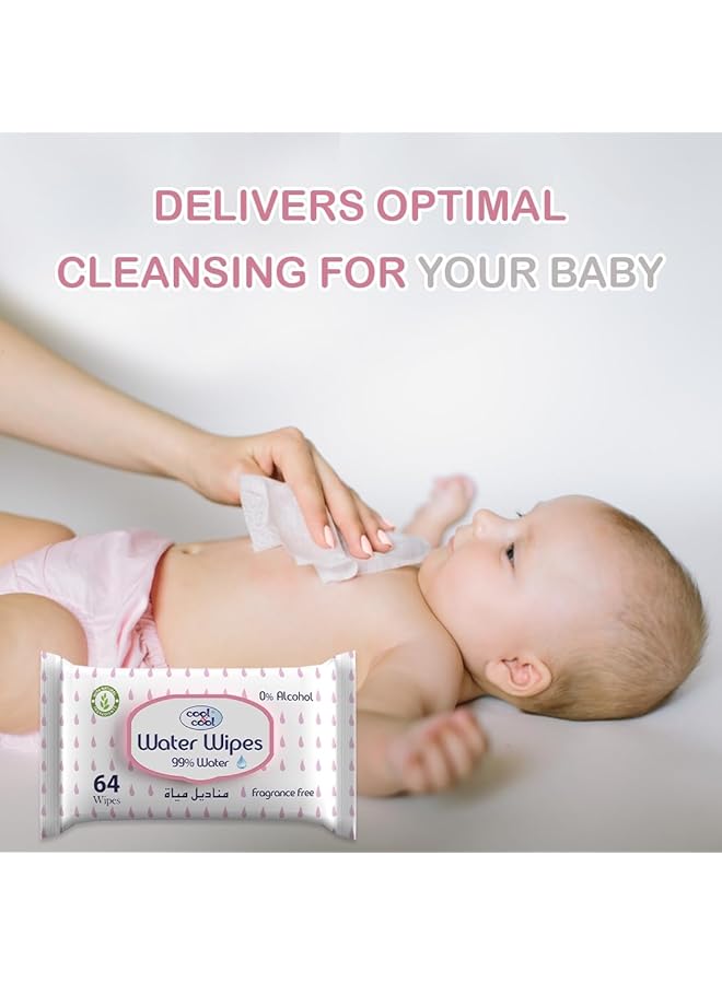 Cool & Cool Baby Water Content Wipes 64'S (Pack Of 3) 99% Water Ultra Sensitive Fragrance Free 192 Wipes - Image 3