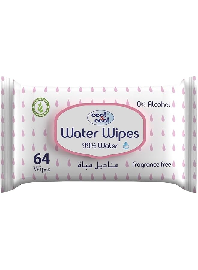 Cool & Cool Baby Water Content Wipes 64'S (Pack Of 3) 99% Water Ultra Sensitive Fragrance Free 192 Wipes - Image 1