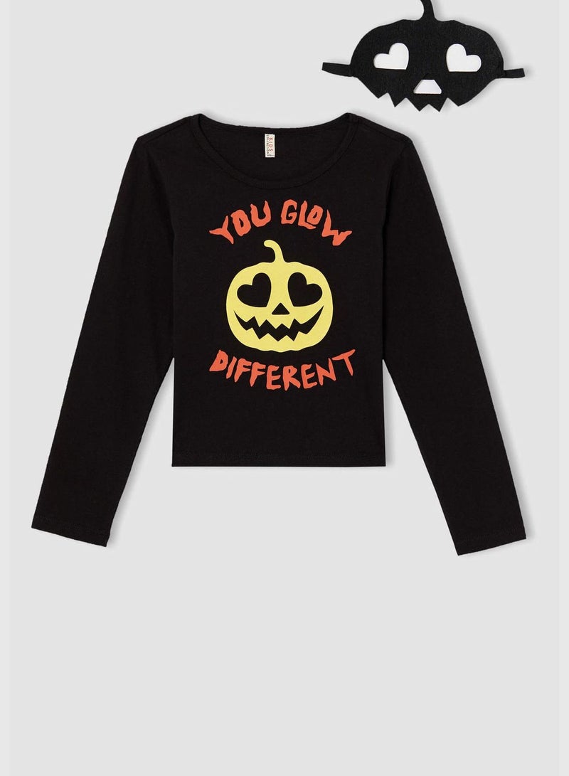 DeFacto Halloween Print Long Sleeve T-shirt & Skirt & Mask Set - Image 2